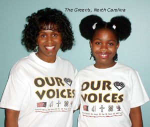 "Our Voices" T-shirts, Yes a positive messagethe whole family can wear.   