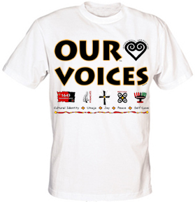 Parker Originals & More"Our Voices" T-shirts, A  positive messagethe whole family can wear.  The design embodies our history, poetic expression, perseverance through spiritual strength and Adinkra symbols found in West Africa and Ghana.